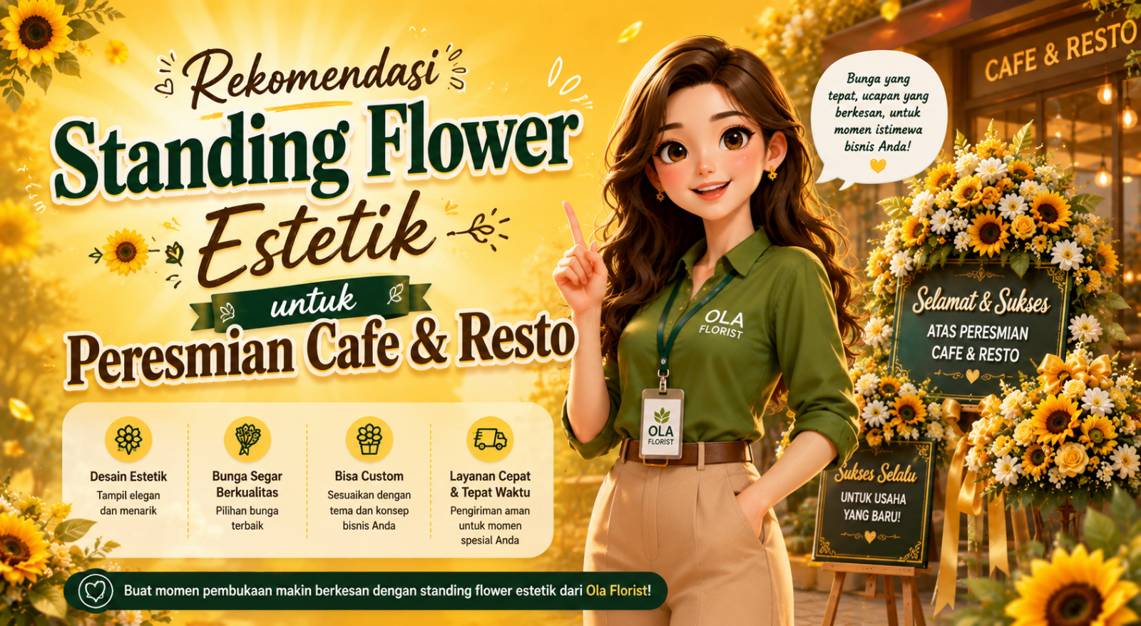 Rekomendasi Standing Flower Estetik untuk Peresmian Cafe & Resto